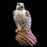 Prairie Falcon on Red Rock Perch Wood Carving